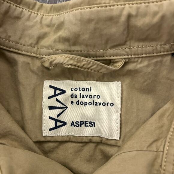 EUC Aspesi Sand Utility Shirt Jacket Sabbia Sz XL Cotton Workwear Overshirt Tan - Picture 15 of 16